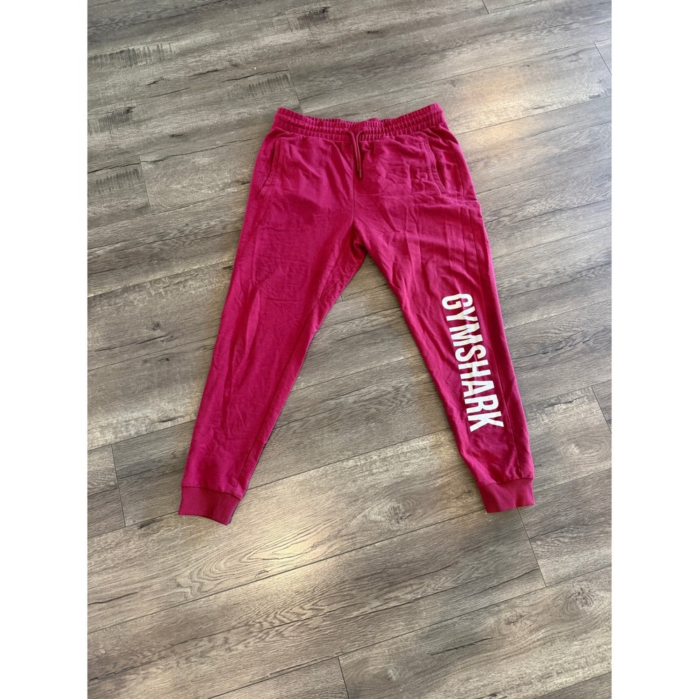 Gymshark Womens Medium Berry Pink Logo Joggers Tapered Sweatpants Drawstring